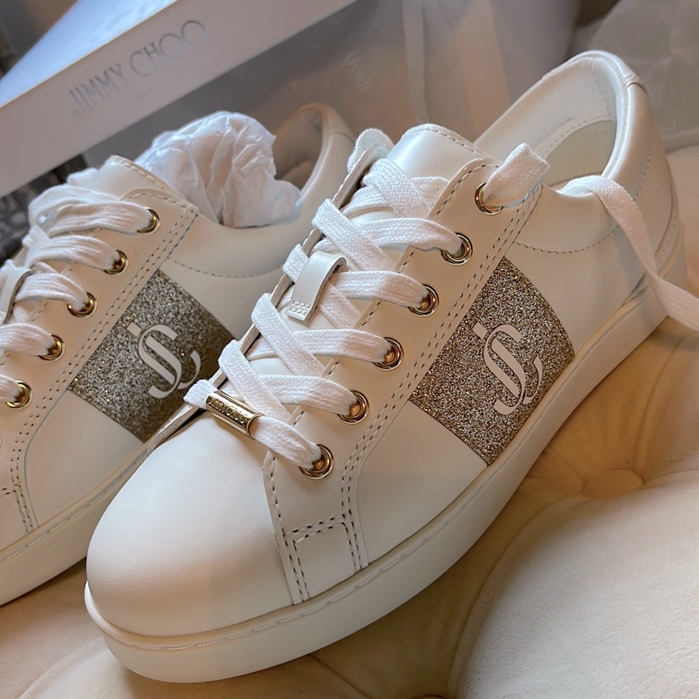 JIMMY CHOO CASH LEATHER GLITTER
